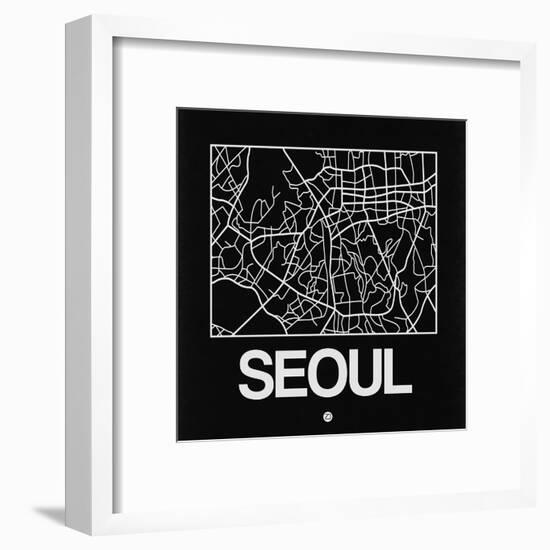 Black Map of Seoul-NaxArt-Framed Art Print