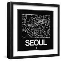 Black Map of Seoul-NaxArt-Framed Art Print