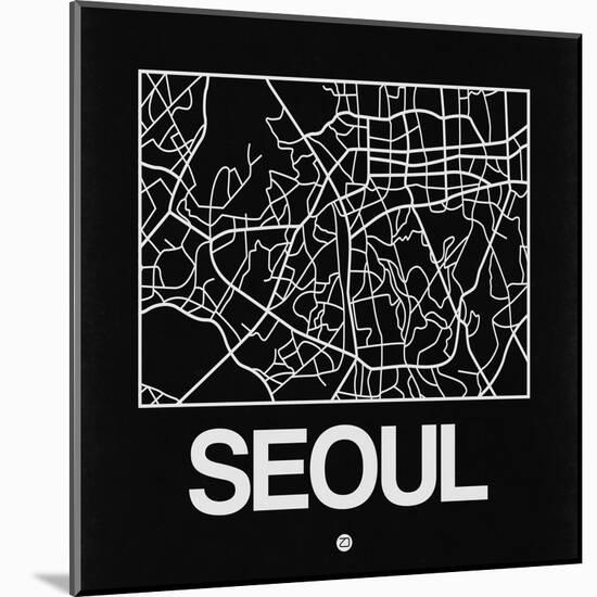 Black Map of Seoul-NaxArt-Mounted Art Print