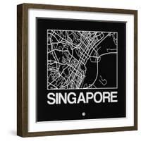 Black Map of Singapore-NaxArt-Framed Art Print