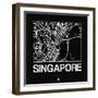 Black Map of Singapore-NaxArt-Framed Art Print