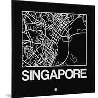 Black Map of Singapore-NaxArt-Mounted Art Print