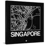 Black Map of Singapore-NaxArt-Stretched Canvas