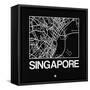 Black Map of Singapore-NaxArt-Framed Stretched Canvas