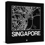 Black Map of Singapore-NaxArt-Stretched Canvas