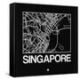 Black Map of Singapore-NaxArt-Framed Stretched Canvas