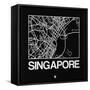 Black Map of Singapore-NaxArt-Framed Stretched Canvas
