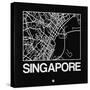 Black Map of Singapore-NaxArt-Stretched Canvas