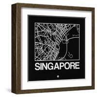 Black Map of Singapore-NaxArt-Framed Art Print