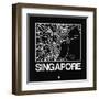 Black Map of Singapore-NaxArt-Framed Art Print