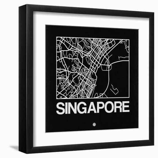 Black Map of Singapore-NaxArt-Framed Art Print