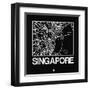 Black Map of Singapore-NaxArt-Framed Art Print