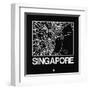 Black Map of Singapore-NaxArt-Framed Art Print