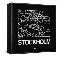 Black Map of Stockholm-NaxArt-Framed Stretched Canvas