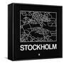 Black Map of Stockholm-NaxArt-Framed Stretched Canvas