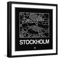 Black Map of Stockholm-NaxArt-Framed Art Print