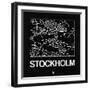 Black Map of Stockholm-NaxArt-Framed Art Print