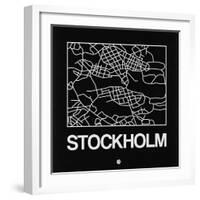 Black Map of Stockholm-NaxArt-Framed Art Print