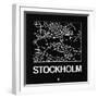 Black Map of Stockholm-NaxArt-Framed Art Print