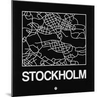 Black Map of Stockholm-NaxArt-Mounted Art Print