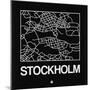 Black Map of Stockholm-NaxArt-Mounted Art Print
