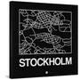 Black Map of Stockholm-NaxArt-Stretched Canvas