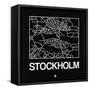 Black Map of Stockholm-NaxArt-Framed Stretched Canvas