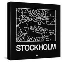 Black Map of Stockholm-NaxArt-Stretched Canvas