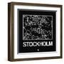 Black Map of Stockholm-NaxArt-Framed Art Print