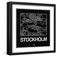 Black Map of Stockholm-NaxArt-Framed Art Print