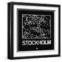 Black Map of Stockholm-NaxArt-Framed Art Print