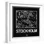 Black Map of Stockholm-NaxArt-Framed Art Print