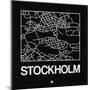 Black Map of Stockholm-NaxArt-Mounted Art Print