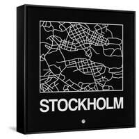 Black Map of Stockholm-NaxArt-Framed Stretched Canvas