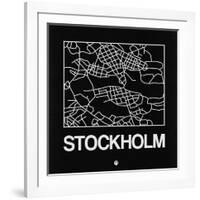 Black Map of Stockholm-NaxArt-Framed Art Print