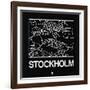 Black Map of Stockholm-NaxArt-Framed Art Print