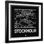 Black Map of Stockholm-NaxArt-Framed Art Print