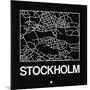 Black Map of Stockholm-NaxArt-Mounted Art Print