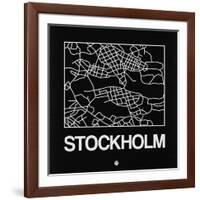 Black Map of Stockholm-NaxArt-Framed Art Print