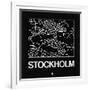 Black Map of Stockholm-NaxArt-Framed Art Print