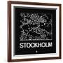 Black Map of Stockholm-NaxArt-Framed Art Print