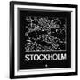 Black Map of Stockholm-NaxArt-Framed Art Print