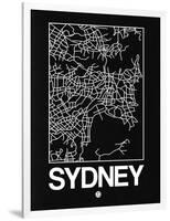 Black Map of Sydney-NaxArt-Framed Art Print