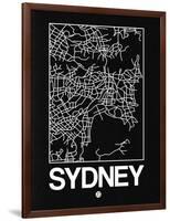 Black Map of Sydney-NaxArt-Framed Art Print