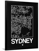 Black Map of Sydney-NaxArt-Framed Art Print