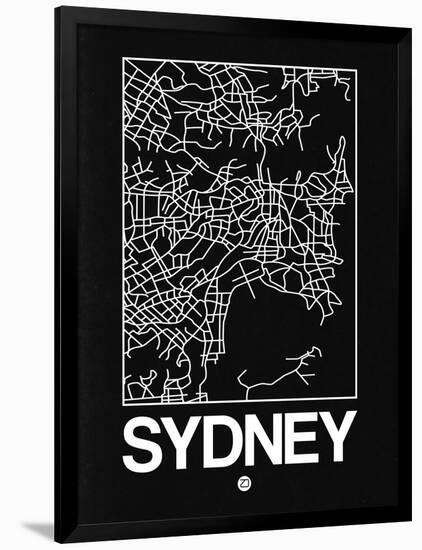 Black Map of Sydney-NaxArt-Framed Art Print