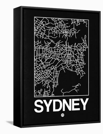 Black Map of Sydney-NaxArt-Framed Stretched Canvas