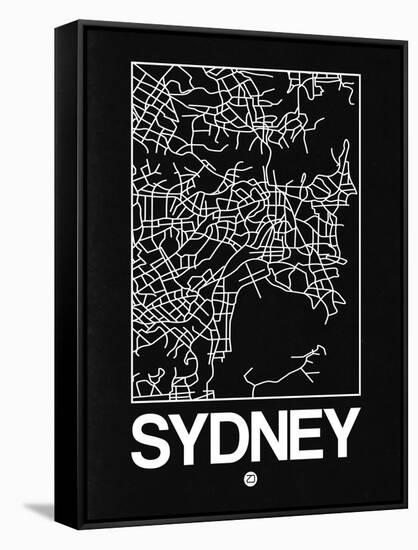 Black Map of Sydney-NaxArt-Framed Stretched Canvas