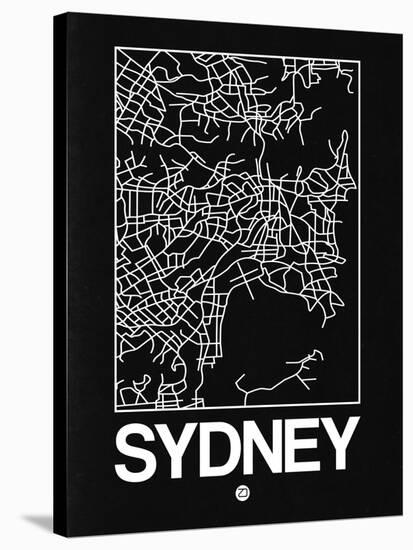 Black Map of Sydney-NaxArt-Stretched Canvas