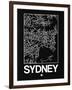 Black Map of Sydney-NaxArt-Framed Art Print